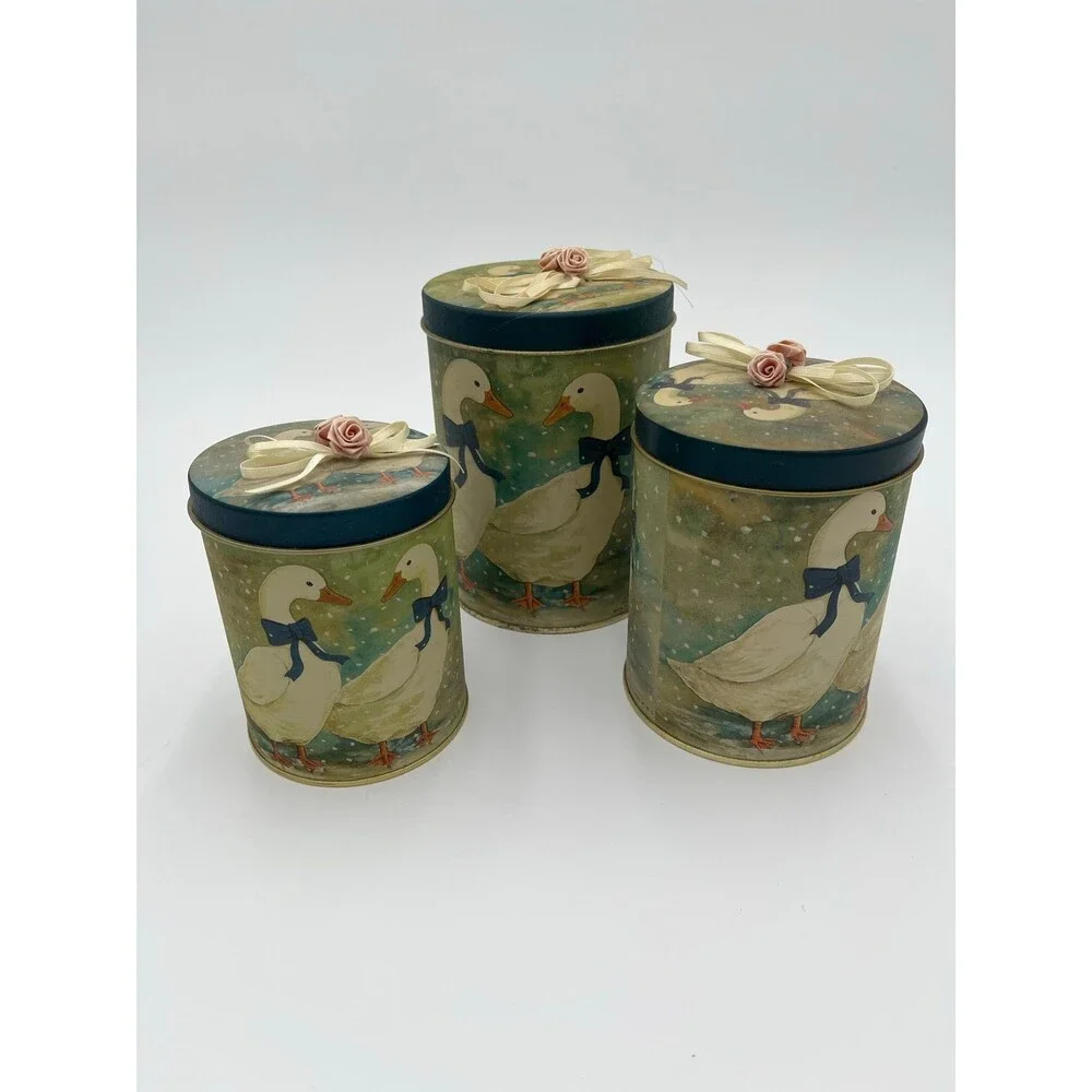 Vintage Geese Decorative Tin Set Cottagecore Grannycore Kitchen Farmhouse
